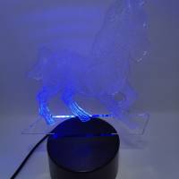3D LED Lampe als Bausatz: Acrylmotiv mit Pferdemotiv, wahlweise mit Basis zum Einstellen der Beleuchtung Bild 2