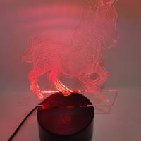 3D LED Lampe als Bausatz: Acrylmotiv mit Pferdemotiv, wahlweise mit Basis zum Einstellen der Beleuchtung Bild 6