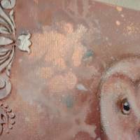 SCHLEIEREULE mit Ornamenten - hübsches Eulenbild mit Glitter auf Galeriekeilrahmen 30cmx30cmx3,5cm Bild 7
