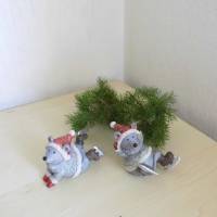 2 Stück Maus / Mäuse im Weihnachtslook mit Schlittschuhe zum basteln Dekorieren Bild 1