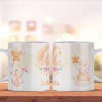 Kindertasse mit Namen und Hasen für Jungen und Mädchen als Geschenk | Personalisierte Tasse aus Keramik Bild 1