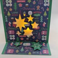 LED-Teelicht Weihnachtskarte  mit Sternen, grün zum Aufstellen,Handarbeit Bild 1