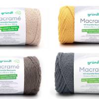 Gründl Macramee-Garn Baumwolle/ Polyester recycelt 330 g beige gelb dunkelbeige oder grau Bild 1