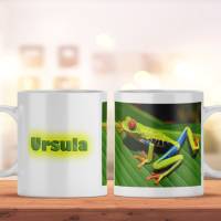Personalisierte Kaffeetasse mit Frosch Motiv & Namen, Geschenke für Kaffeeliebhaber, bedruckte Tasse als Geschenk Bild 1