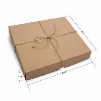 Geschenkbox braun Größe M 22 x 22 3 cm mit Jutegarn und Karte nach Wahl ==> Baby Geschenk Geburt Taufe Bild 3