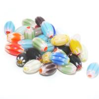 Bunte Chevron-Glasperlen, 50 Stück, oval 14x8 mm, Glas ,Millefiori Perlen , mehrfarbige Glas Oliven , Kugeln , basteln, Bild 1