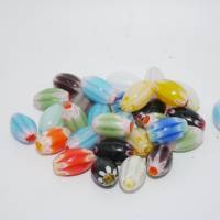 Bunte Chevron-Glasperlen, 50 Stück, oval 14x8 mm, Glas ,Millefiori Perlen , mehrfarbige Glas Oliven , Kugeln , basteln, Bild 2