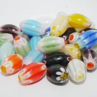 Bunte Chevron-Glasperlen, 50 Stück, oval 14x8 mm, Glas ,Millefiori Perlen , mehrfarbige Glas Oliven , Kugeln , basteln, Bild 3