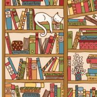 Notizheft Nickerchen zwischen Büchern, DIN A5 liniert, Paperbackmit Softcover, mit schlafender Katze im Bücherregal Bild 2