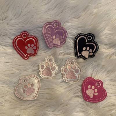 Stickdatei Schlüsselanhänger, Taschenbaumler, Pfote, Hund, Katze, Maschinenstickerei Set 760