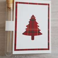 Wunscherfüllerkarte zu Weihnachten ~ Motiv: Tannenbaum mit goldenen Streifen ~ mit Reagenzglas Bild 1