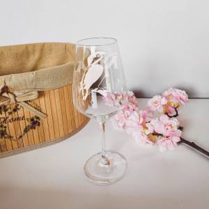 Personalisiertes Weinglas mit Name und Eisvogel Motiv | Trinkglas mit Namen | Geschenke mit Wunschgravur Bild 1