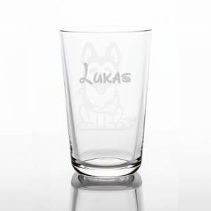 Personalisiertes Trinkglas für Kinder mit Namen und Motiv | Kinderglas mit Gravur | Kindergeschirr Husky Hund Bild 4