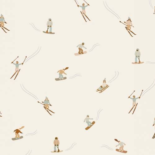 ab 50cm Wintersport beige Watercolor - Aquarell Druckstoff