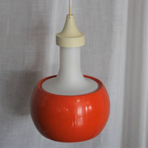 seltene 70er Jahre Deckenlampe weiß orange