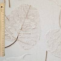 Stoff Baumwolle "Relief Blätter" creme ecru 3D-Optik Digitaldruck Leinenoptik Bild 2