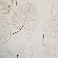 Stoff Baumwolle "Relief Blätter" creme ecru 3D-Optik Digitaldruck Leinenoptik Bild 4
