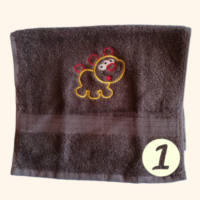 dekorativ besticktes Gäste-Handtuch mit kleinem Monster, Größe ca. 30 x 50 cm, Baumwolle