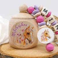 Zahndose mit Name Mädchen Pferd  Milchzahndose Geschenkidee Bild 2