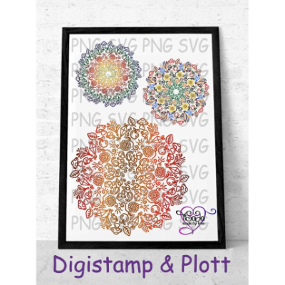 Plotterdatei und Digistamp "Herbstmandala", PNG, SVG&DXF