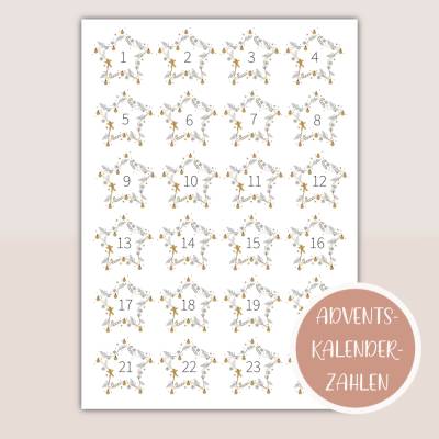 Adventskalenderzahlen zum Ausdrucken, Adventskalender basteln, DIY Adventskalender