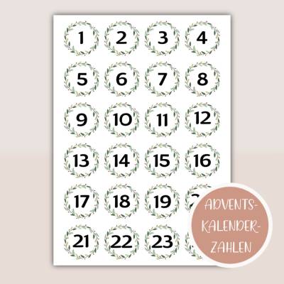 Adventskalenderzahlen zum Ausdrucken, Adventskalender basteln, DIY Adventskalender