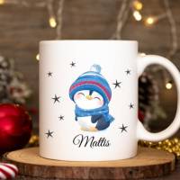 Tasse mit Name Pinguin Emaille Keramik Geschenkidee Kaffetasse Bild 1