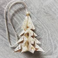 11 Origami Tannenbäume aus Papier gold Weihnachten, Advent, Fest, zum Hinstellen und Aufhängen Bild 4