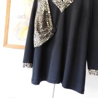 schwarzes Damenshirt , XL , Jerseyshirt mit Animaldruck Bild 2