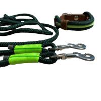 Leine Halsband Set verstellbar, dunkelgrün, hellgrün, ab 17 cm Halsumfang Bild 2
