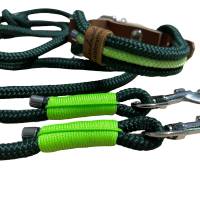 Leine Halsband Set verstellbar, dunkelgrün, hellgrün, ab 17 cm Halsumfang Bild 4