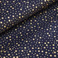 Baumwollgewebe, dunkelblau, bedruckt mit "goldenen" Sternen, 140 cm breit, Meterware, Preis pro 0,5 lfdm Bild 1