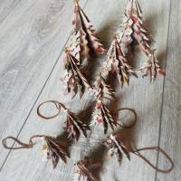11 Origami Tannenbäume aus Papier braun-bunt Weihnachten, Advent, Fest, zum Hinstellen und Aufhängen Bild 1