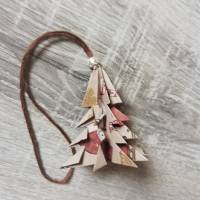 11 Origami Tannenbäume aus Papier braun-bunt Weihnachten, Advent, Fest, zum Hinstellen und Aufhängen Bild 4