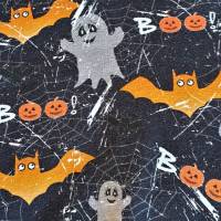 Hoody - Kapuzenpulli  für Kinder - Halloween   Gr. 104 - Geister und Fledermaus - schwarz / orange - Unikat Bild 5
