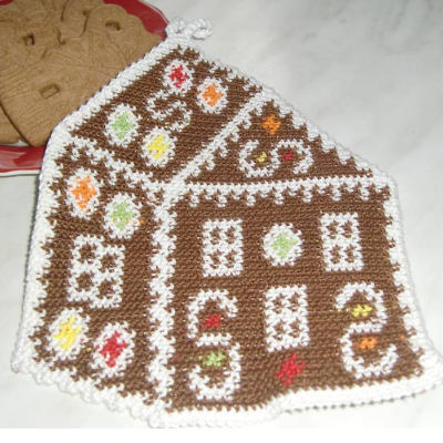 DIY Häkelanleitung Lebkuchenhaus-Topflappen in Doubleface-Technik (PDF)