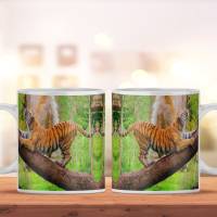 Kaffeetasse mit Tiger Motiv, bedruckte Keramiktasse als Geschenk, spülmaschinenfeste Tasse aus Keramik Bild 1