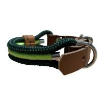 Hundehalsband, Tauhalsband, verstellbar, dunkelgrün, hellgrün, Verschluss mit Leder und Schnalle, für kleine Hunde Bild 2