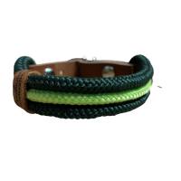 Hundehalsband, Tauhalsband, verstellbar, dunkelgrün, hellgrün, Verschluss mit Leder und Schnalle, für kleine Hunde Bild 3