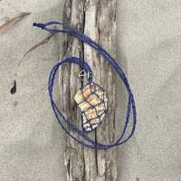 Shells - Lange dunkelblaue Halskette mit echter Muschel und Metall-Anker Bild 1