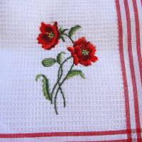 Geschirrtuch Rote Blume Waffelpique' zauberhaft bestickt von Hobbyhaus Bild 10