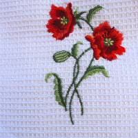 Geschirrtuch Rote Blume Waffelpique' zauberhaft bestickt von Hobbyhaus Bild 4