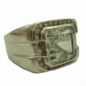 925 Silber Ring mit grünem Amethyst RG62 Bild 1