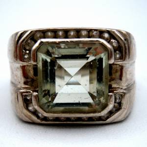 925 Silber Ring mit grünem Amethyst RG62 Bild 2
