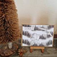 X-MAS - Wolf und Eule im Wald - Weihnachtskarte Bild 1