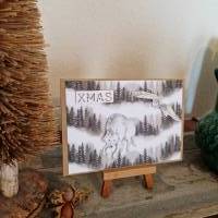 X-MAS - Wolf und Eule im Wald - Weihnachtskarte Bild 2