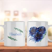 Personalisierte Kaffeetasse für Kaffee- und Teeliebhaber | Tasse mit Namen und Blumen Motiv | Geschenkidee Bild 1