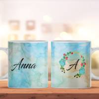 Personalisierte Keramiktasse für Kaffee- und Teeliebhaber | Tasse mit Namen und Monogramm Motiv | Geschenkidee Bild 1