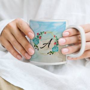 Personalisierte Keramiktasse für Kaffee- und Teeliebhaber | Tasse mit Namen und Monogramm Motiv | Geschenkidee Bild 2