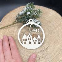 Personalisierte Weihnachtskugel aus Holz, Holzanhänger für den Weihnachtsbaum, Christbaumkugel Bild 7